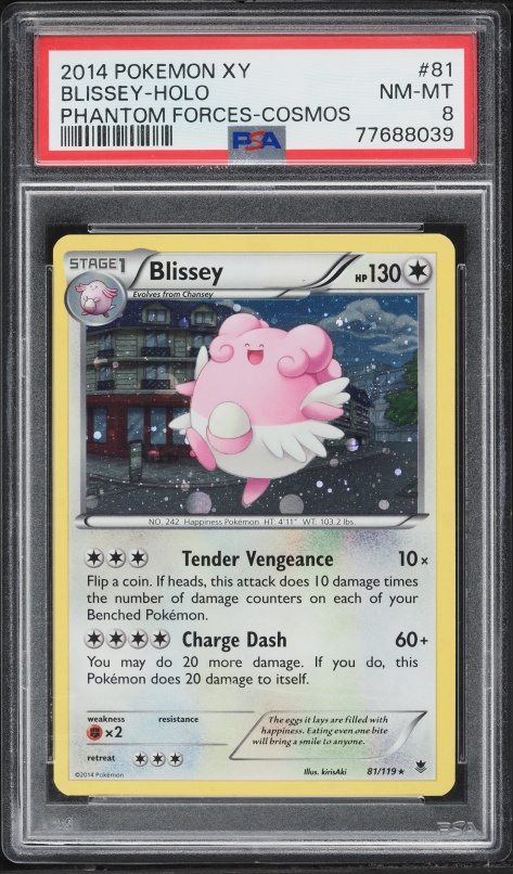 2014 Pokemon XY Phantom Forces Cosmos Holo Blissey #81 PSA 8 NM-MT