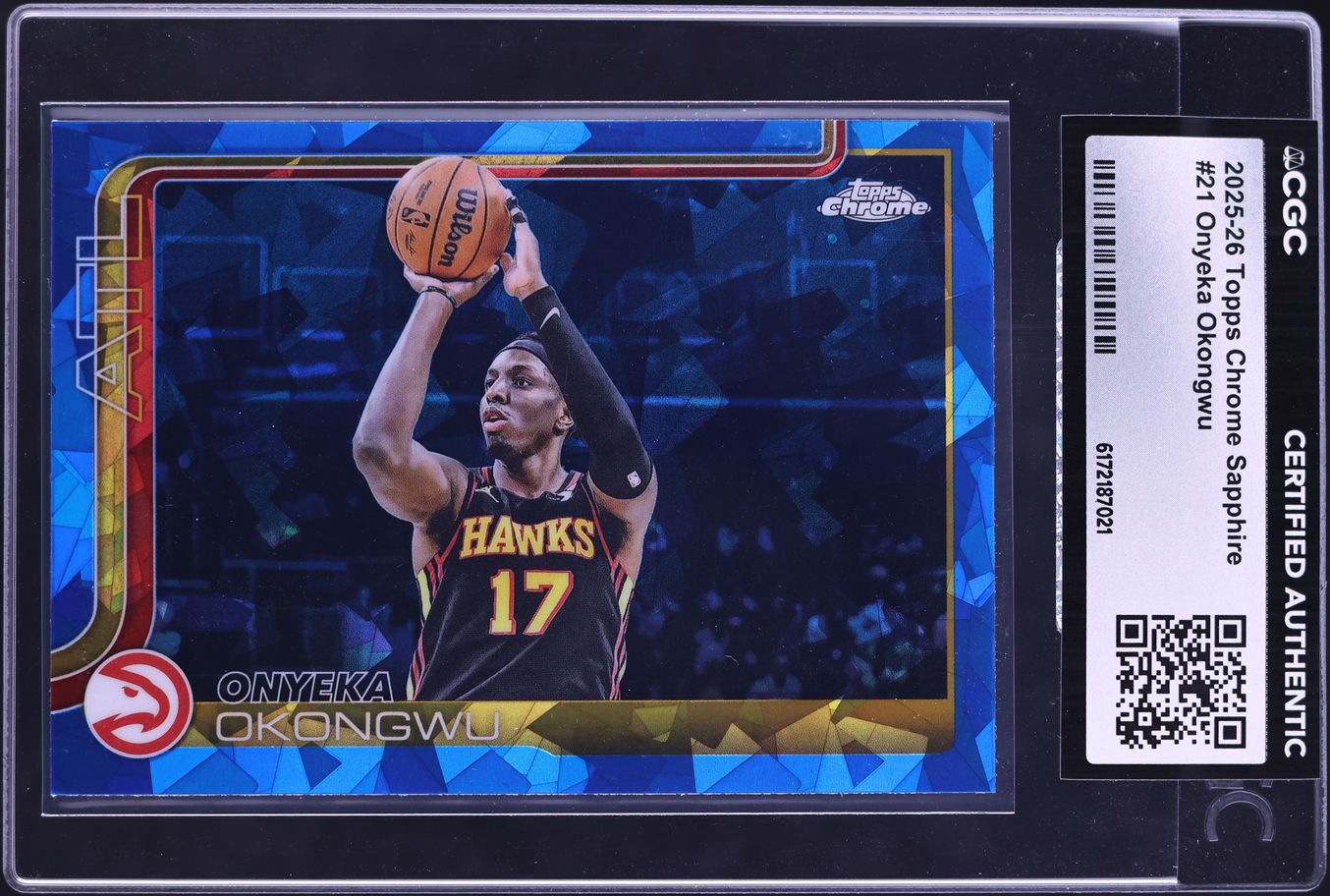 2025 Topps Chrome Sapphire Onyeka Okongwu #21 CGC AUTH