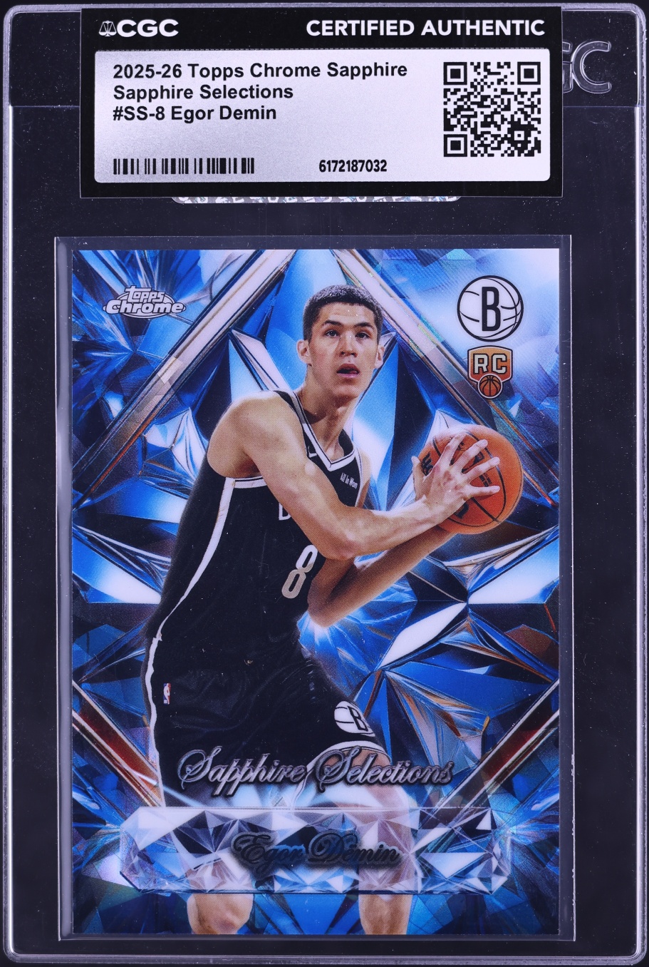 2025 Topps Chrome Sapphire Selections Egor Demin ROOKIE #SS-8 CGC AUTH