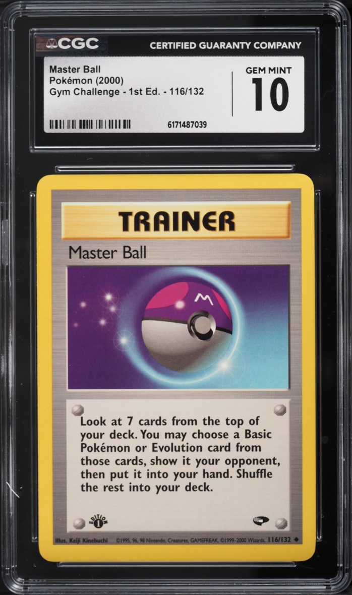 2000 Pokemon Gym Challenge 1st Edition Master Ball #116 CGC 10 GEM MINT