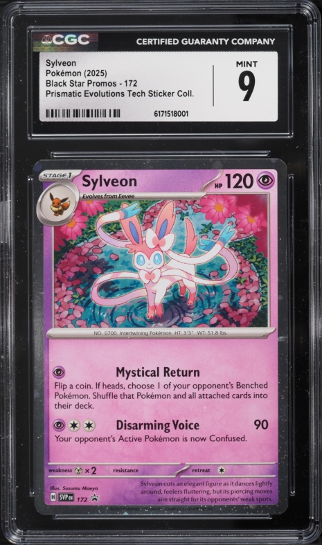 2025 Pokemon Scarlet & Violet Promo Prismatic Evolutions Tech Sticker Sylveon #172 CGC 9 MINT