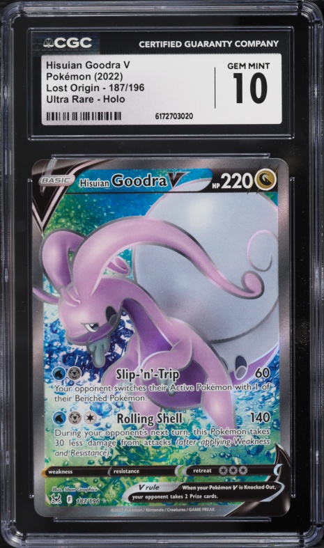 2022 Pokemon Sword & Shield Lost Origin Full Art Hisuian Goodra V #187 CGC 10 GEM MINT