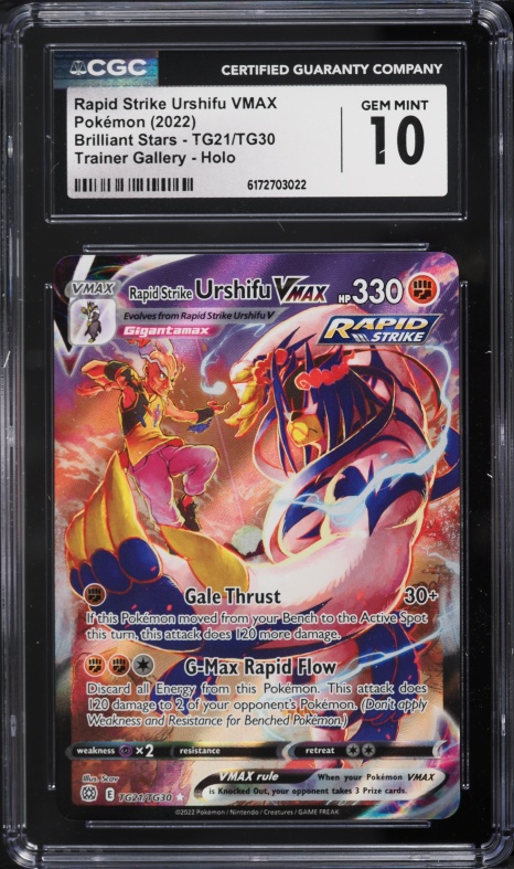 2022 Pokemon Sword & Shield Brilliant Stars CHR Rapid Strike Urshifu VMAX #TG21 CGC 10 GEM MINT