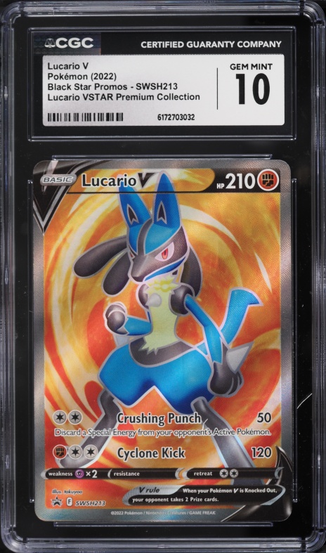2022 Pokemon Sword & Shield Promo VSTAR Premium Full Art Lucario V #SWSH213 CGC 10 GEM MINT