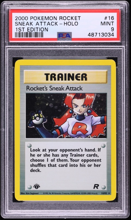 2000 Pokemon Team Rocket 1st Edition Holo Rocket's Sneak Attack #16 PSA 9 MINT