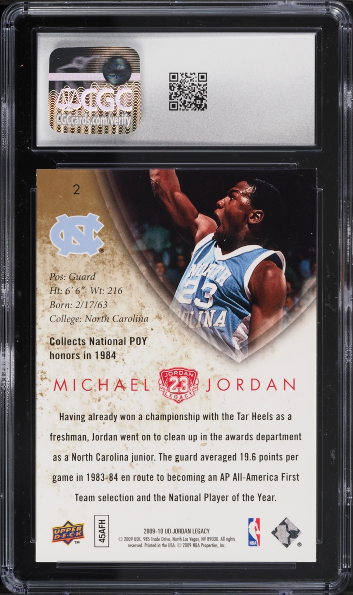 2009 Upper Deck MJ Legacy Michael Jordan #2 CGC 9 MINT