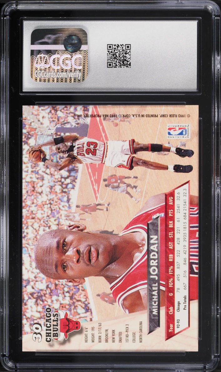 1993 Ultra Basketball Michael Jordan #30 CGC 8 NM-MT