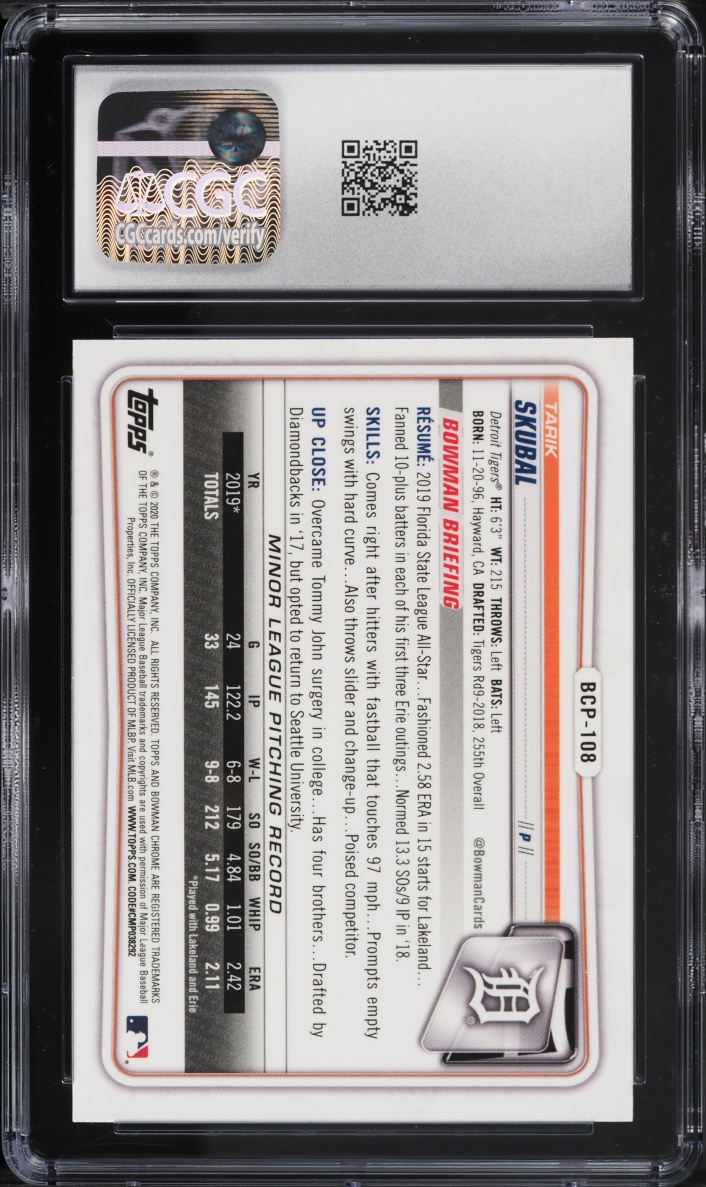 2020 Bowman Chrome Tarik Skubal PROSPECT #BCP-108 CGC 10 GEM MINT