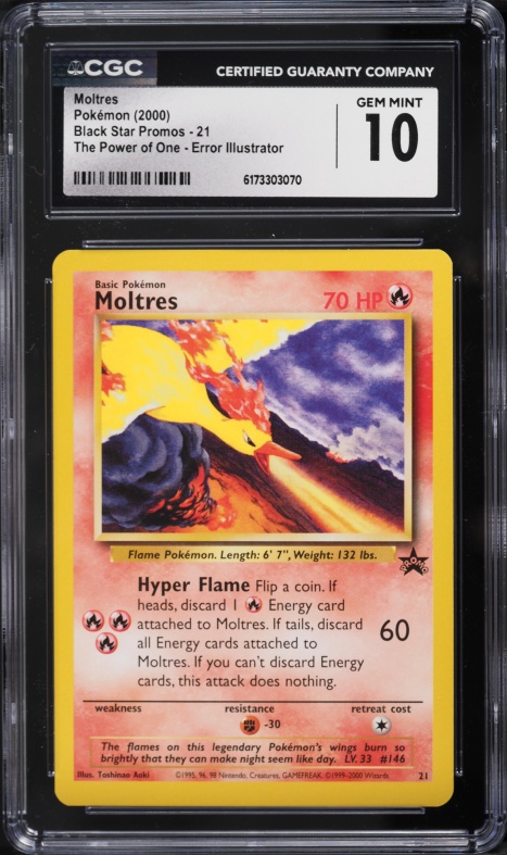 2000 Pokemon Black Star Promo The Power Of One Error Moltres #21 CGC 10 GEM MINT