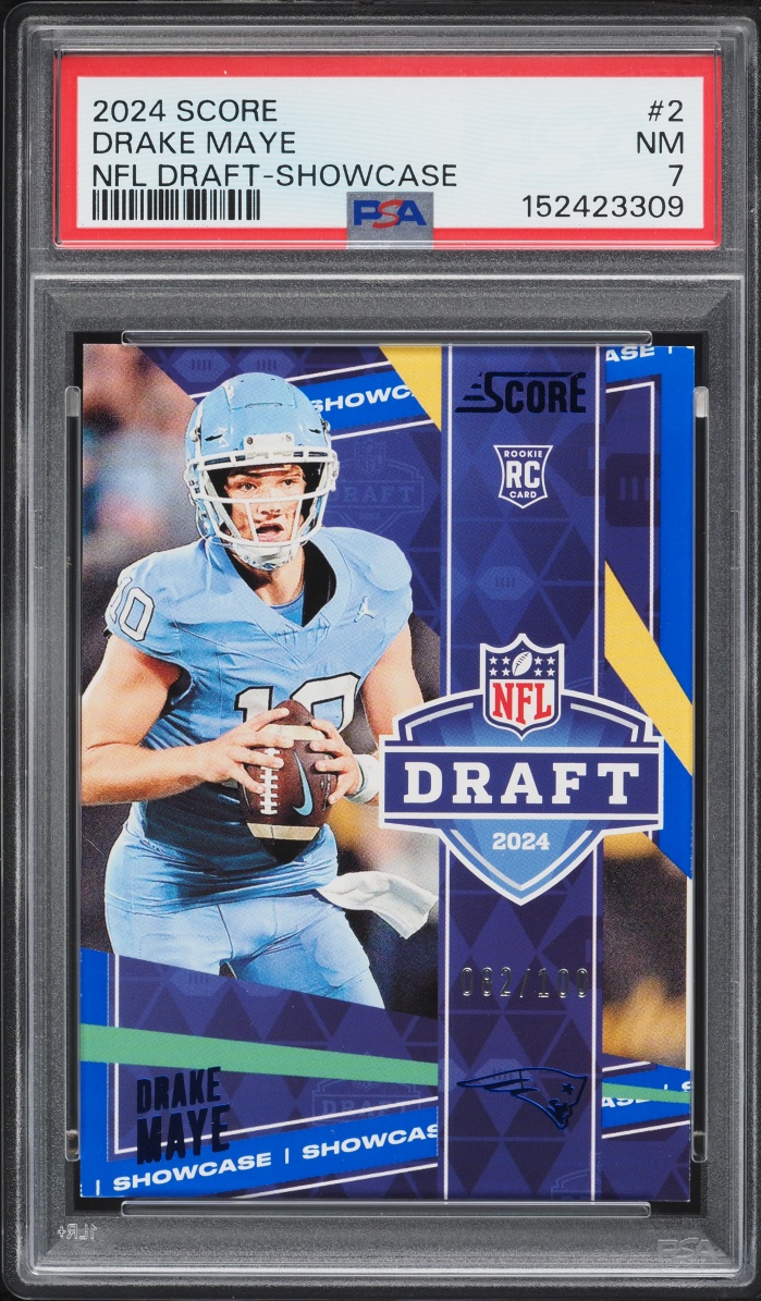 2024 Panini Score NFL Draft Showcase Drake Maye ROOKIE /100 #2 PSA 7 NRMT