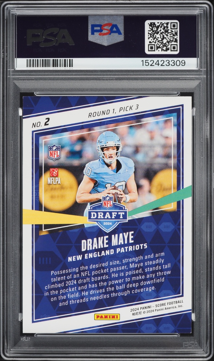2024 Panini Score NFL Draft Showcase Drake Maye ROOKIE /100 #2 PSA 7 NRMT