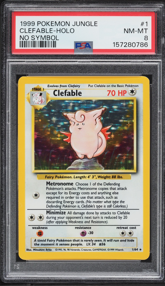 1999 Pokemon Jungle No Symbol Holo Clefable #1 PSA 8 NM-MT