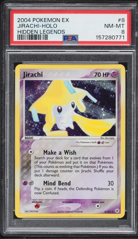 2004 Pokemon EX Hidden Legends Holo Jirachi #8 PSA 8 NM-MT