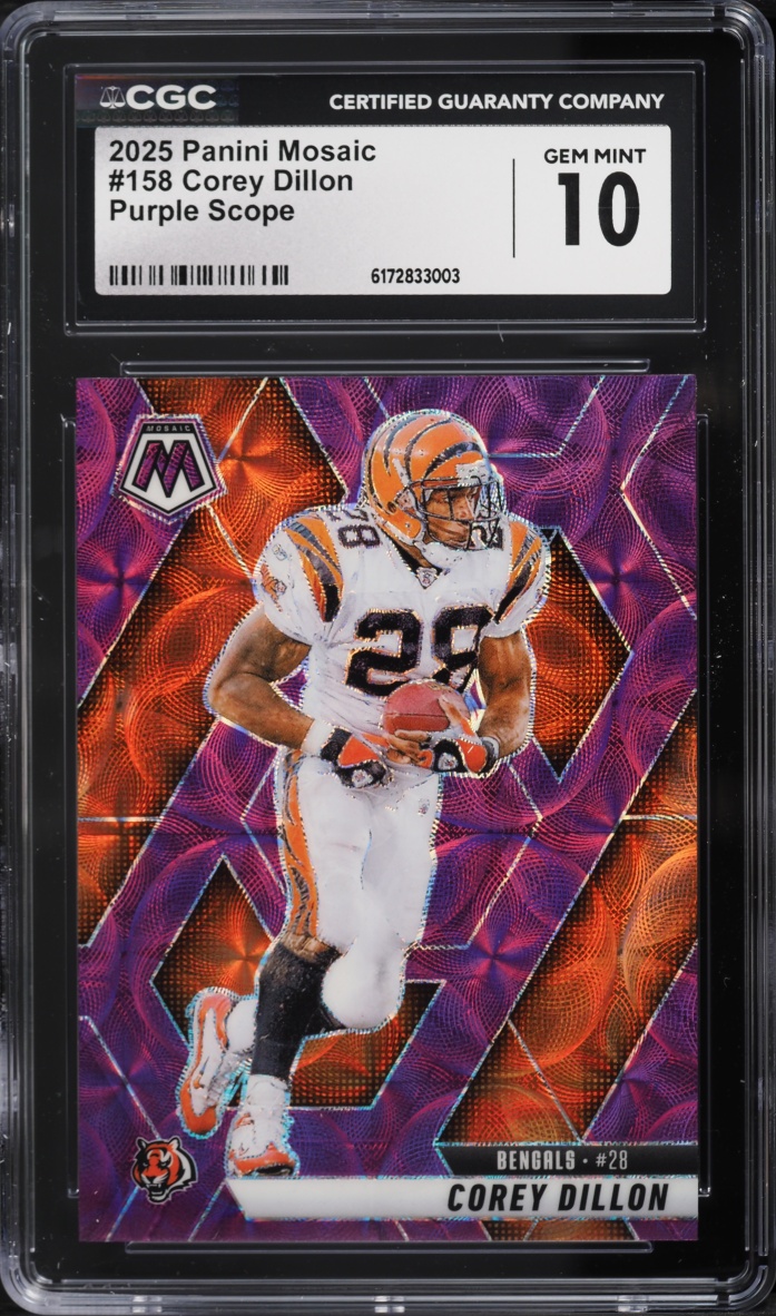 2025 Panini Mosaic Purple Scope Corey Dillon #158 CGC 10 GEM MINT