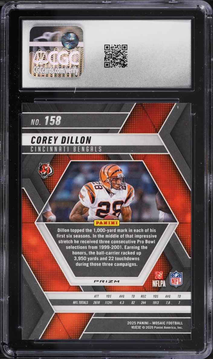 2025 Panini Mosaic Purple Scope Corey Dillon #158 CGC 10 GEM MINT