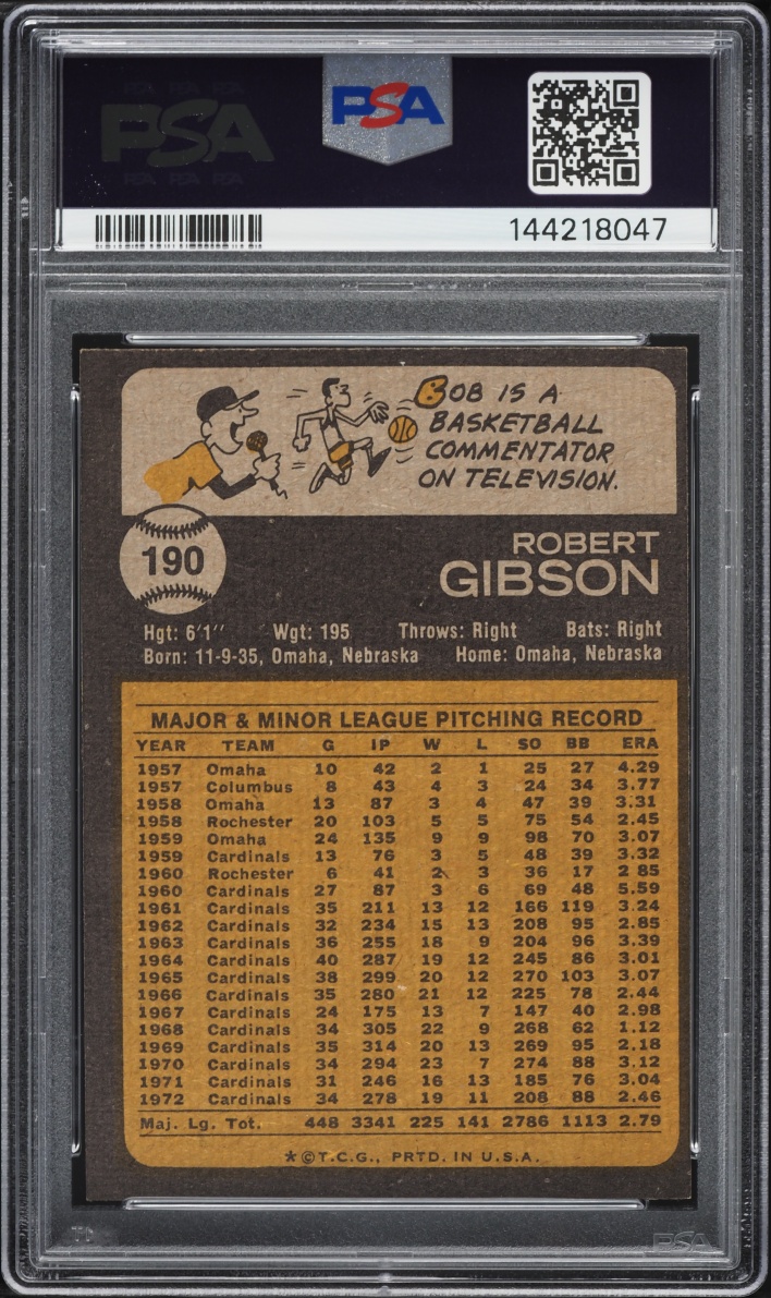 1973 Topps Bob Gibson #190 PSA 8 NM-MT