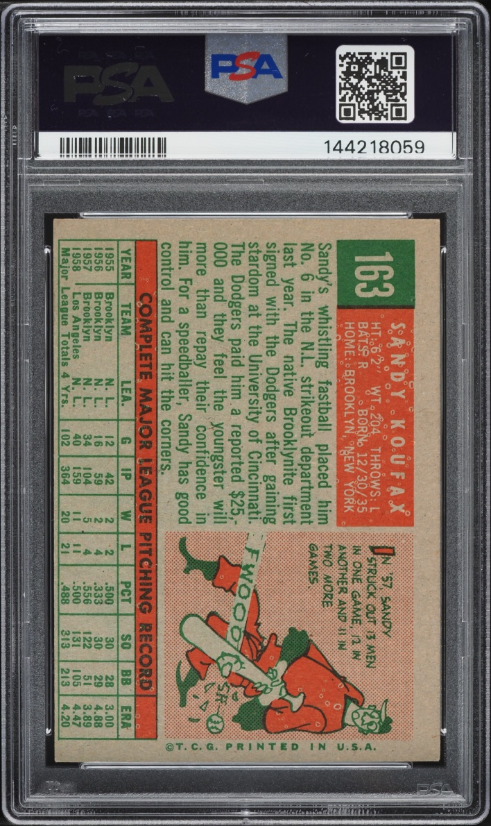 1959 Topps Sandy Koufax #163 PSA 4 VGEX