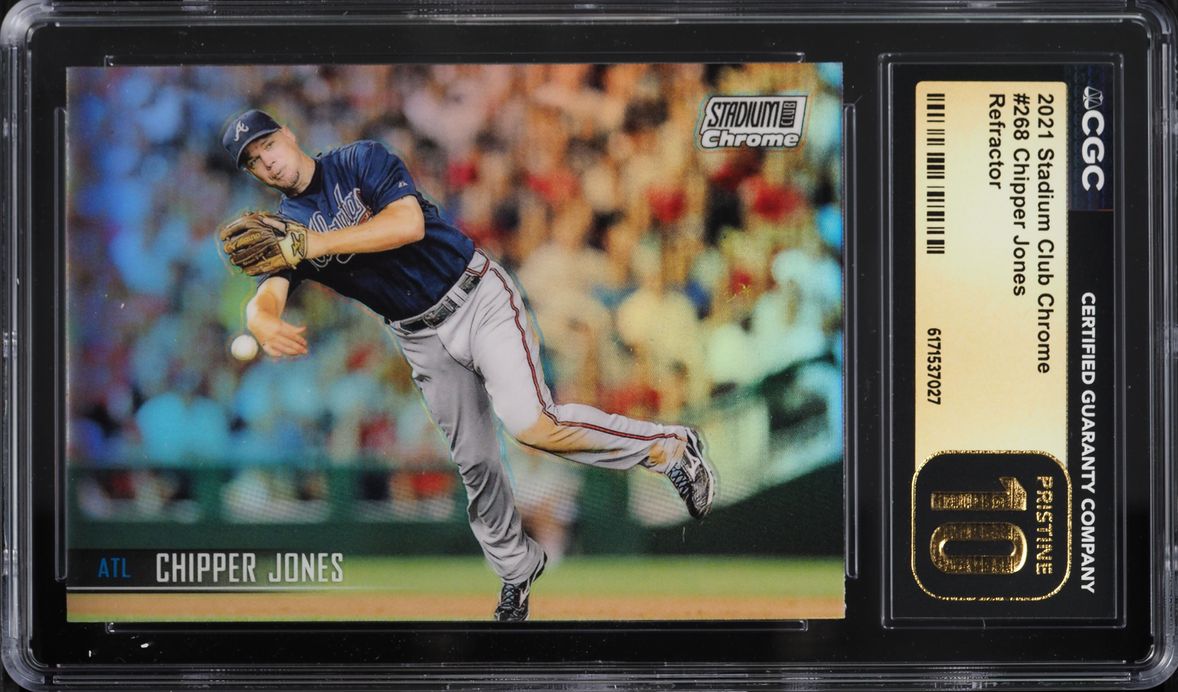 2021 Stadium Club Chrome Refractor Chipper Jones #268 CGC 10 PRISTINE