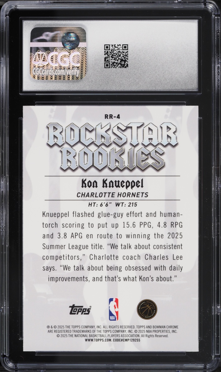 2025 Bowman Chrome Rockstar Kon Knueppel ROOKIE #RR-4 CGC 9 MINT