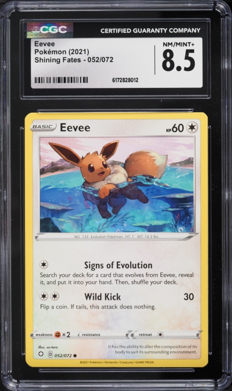 2021 Pokemon Sword & Shield Shining Fates Eevee #52 CGC 8.5 NM-MT+