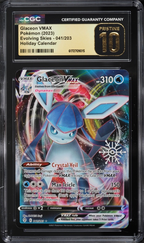 2023 Pokemon SWSH Evolving Skies Holiday Callendar Alt Art Glaceon VMAX #41 CGC 10 PRISTINE