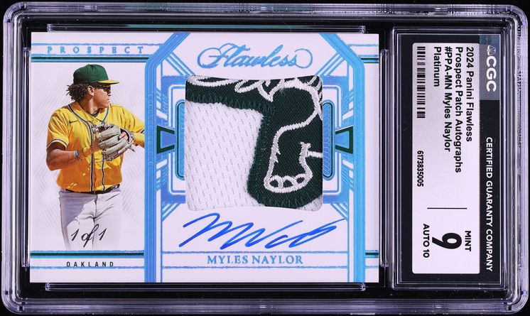 2024 Panini Flawless Prospect Platinum Myles Naylor ROOKIE PATCH AUTO 1/1 #PPA-MN CGC 9 MINT