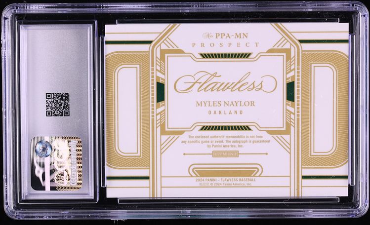 2024 Panini Flawless Prospect Platinum Myles Naylor ROOKIE PATCH AUTO 1/1 #PPA-MN CGC 9 MINT