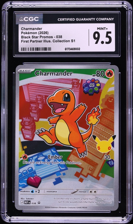 2026 Pokemon Mega Promo First Partner Illustration S1 Full Art Charmander #38 CGC 9.5 MINT+