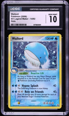 shiny wailord pokemon card 2006 EX Legend Maker Holo #14 CGC 9 MINT on Fanatics Collect holofoil pattern or surface detail) PSA 10 Wailord
