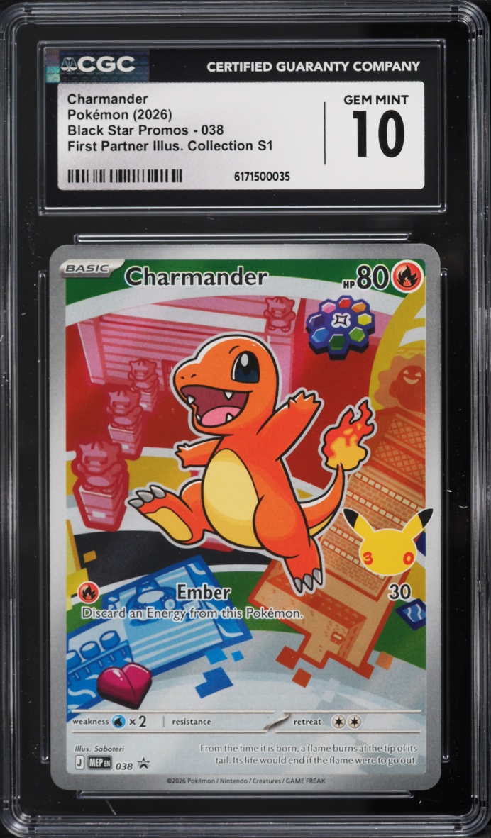 2026 Pokemon Mega Promo First Partner Illustration S1 Full Art Charmander #38 CGC 10 GEM MINT