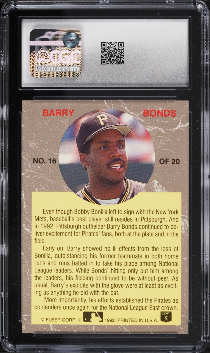 1992 Ultra All-Stars Barry Bonds #16 CGC 8 NM-MT