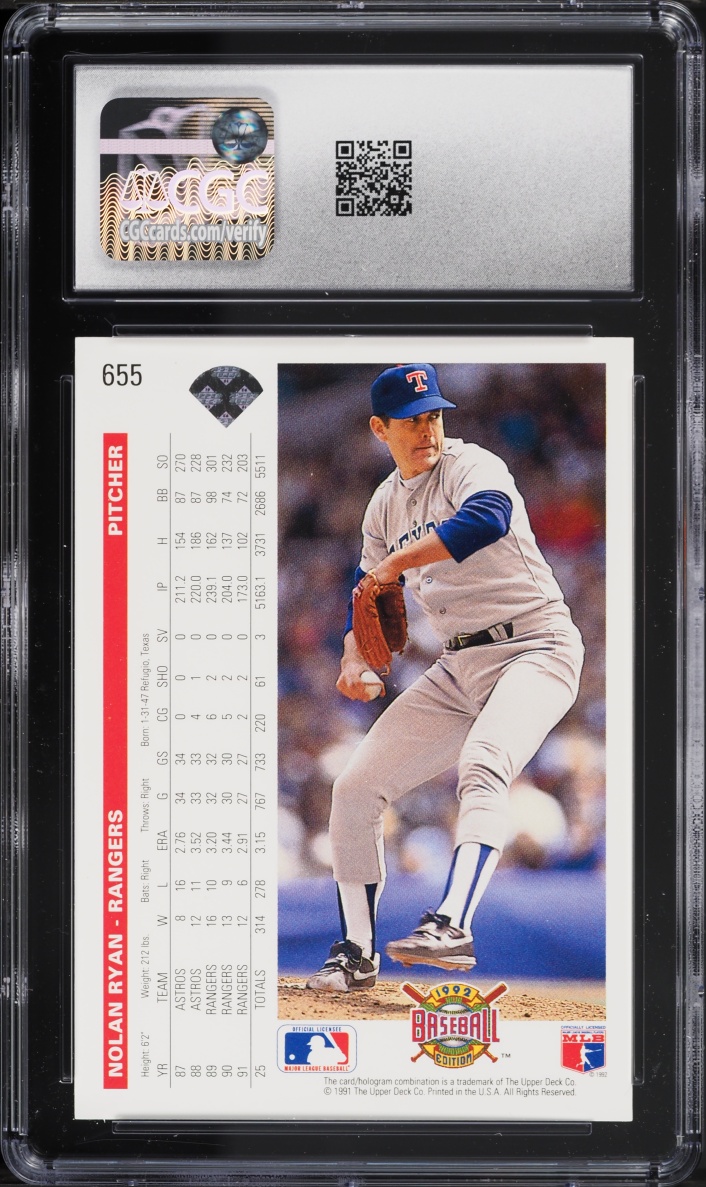 1992 Upper Deck Nolan Ryan #655 CGC 9 MINT