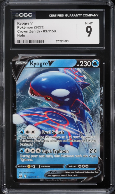 2023 Pokemon Sword & Shield Crown Zenith Alt Art Kyogre V #37 CGC 9 MINT
