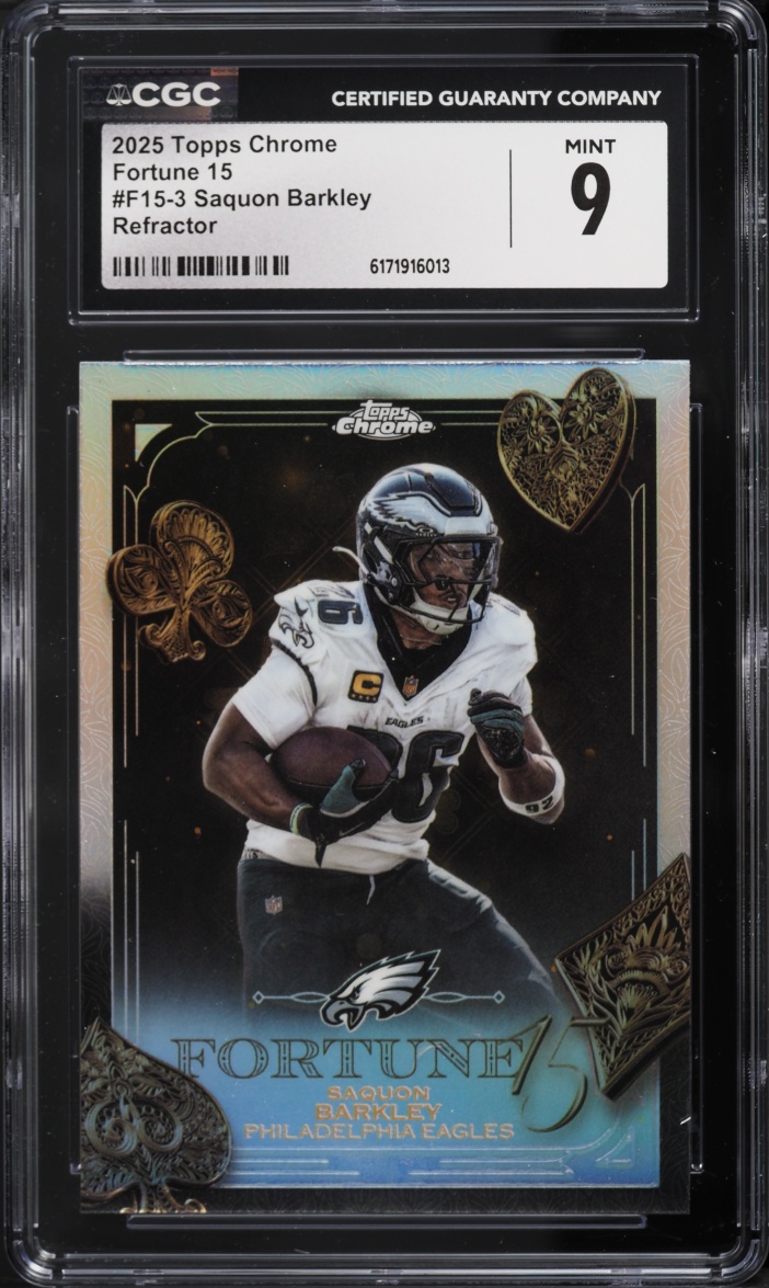 2025 Topps Chrome Fortune 15 Refractor Saquon Barkley #F15-3 CGC 9 MINT