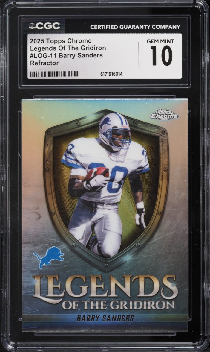 2025 Topps Chrome Legends Of The Gridiron Refractor Barry Sanders #LOG-11 CGC 10 GEM MINT