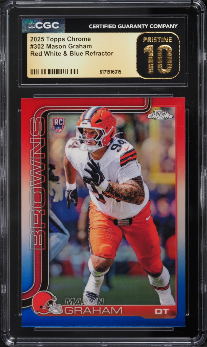 2025 Topps Chrome Red White & Blue Refractor Mason Graham ROOKIE #302 CGC 10 PRISTINE