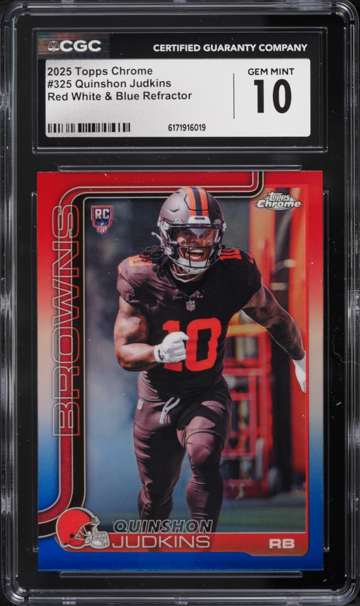 2025 Topps Chrome Red White & Blue Refractor Quinshon Judkins ROOKIE #325 CGC 10 GEM MINT