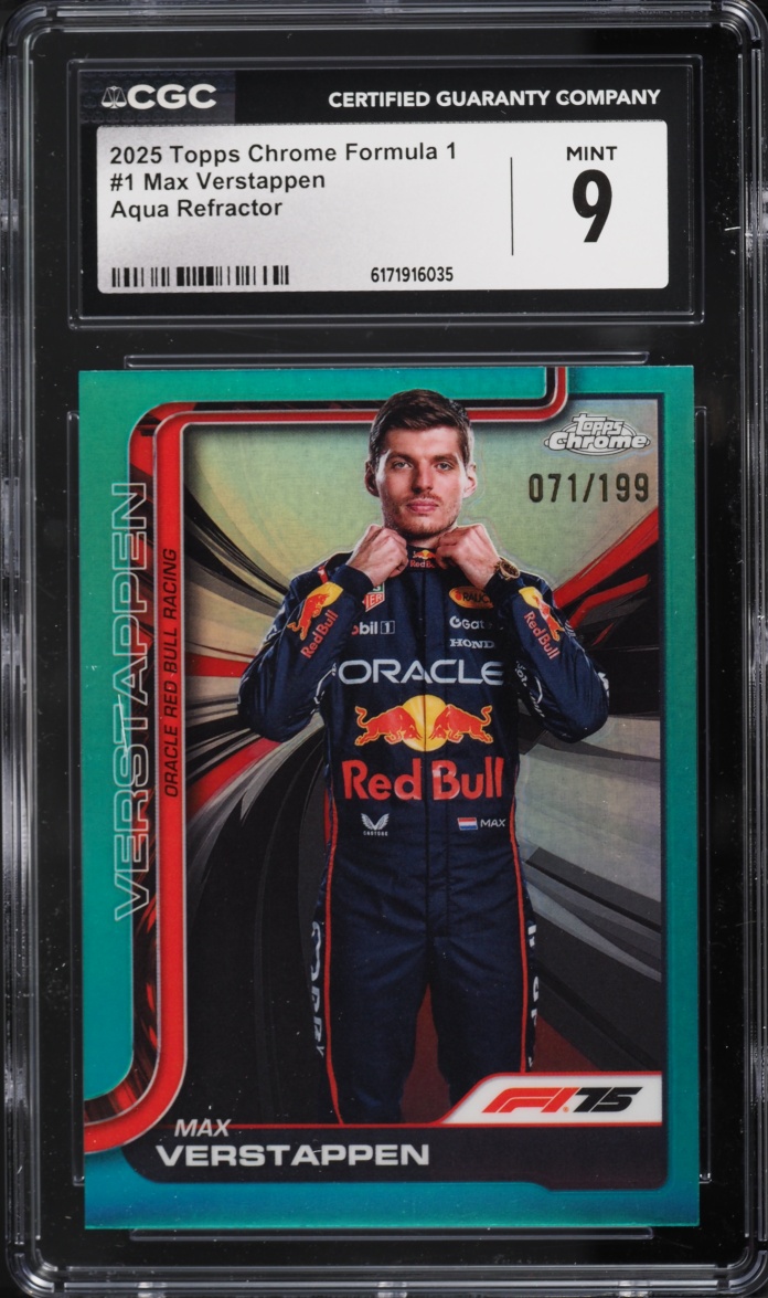 2025 Topps Chrome Formula 1 F1 Aqua Refractor Max Verstappen /199 #1 CGC 9 MINT
