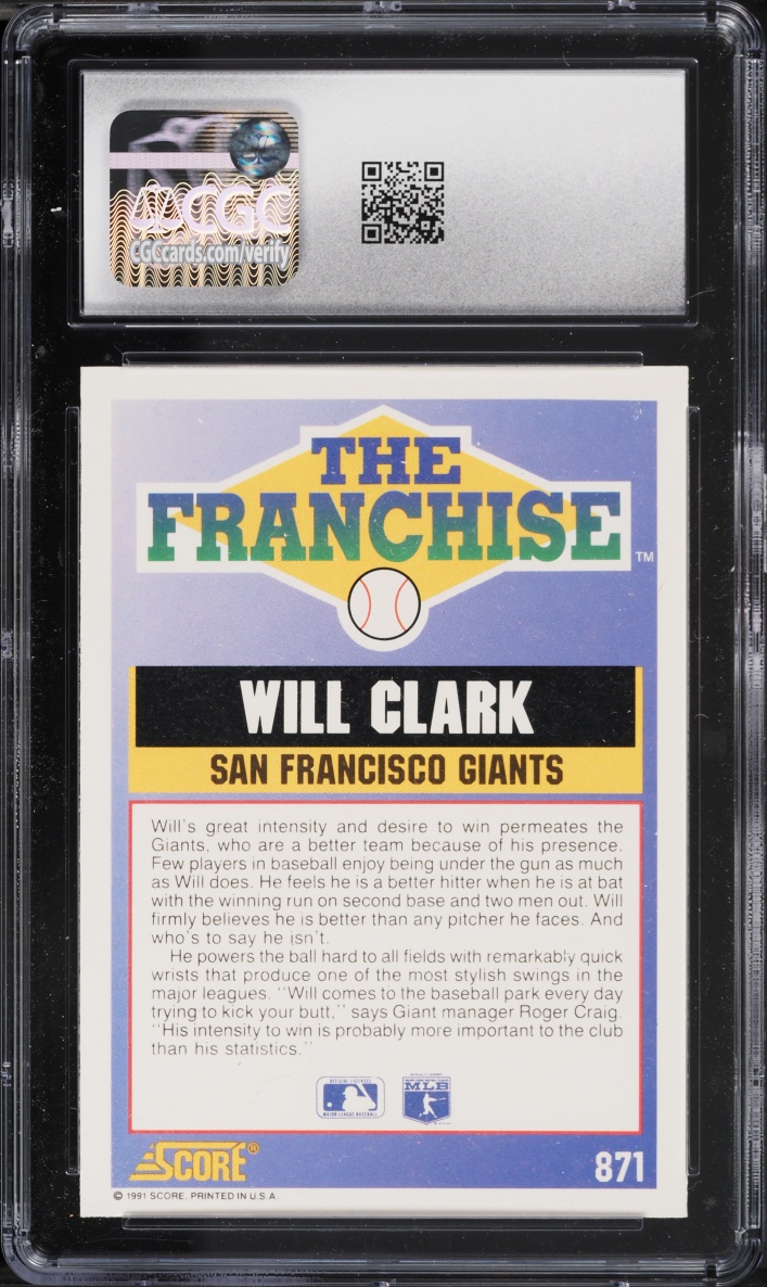 1991 Score The Franchise Will Clark #871 CGC 9 MINT
