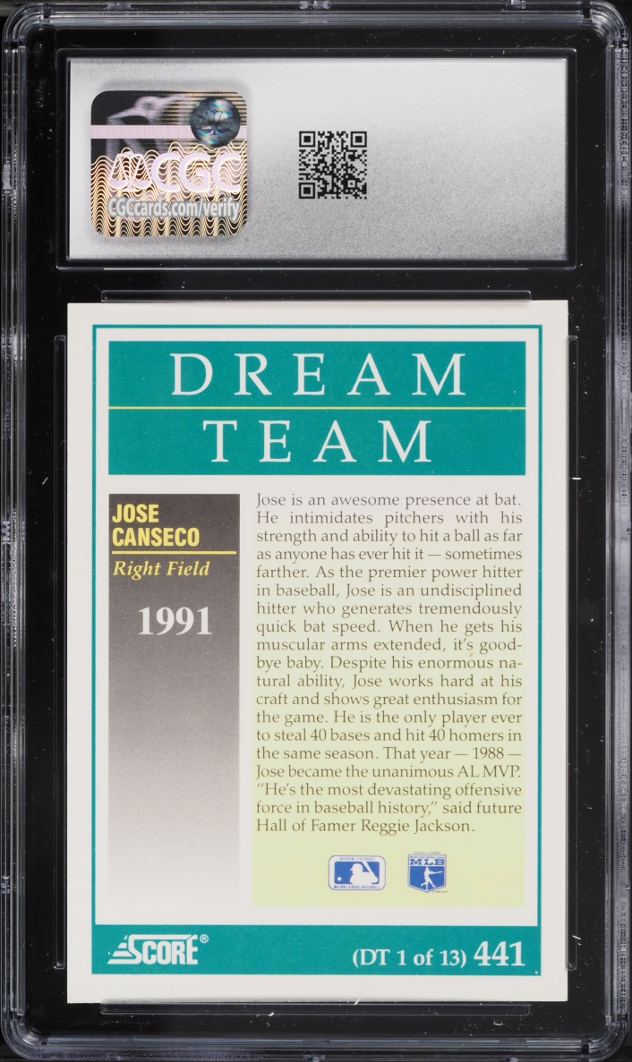 1991 Score Dream Team Jose Canseco #441 CGC 9 MINT
