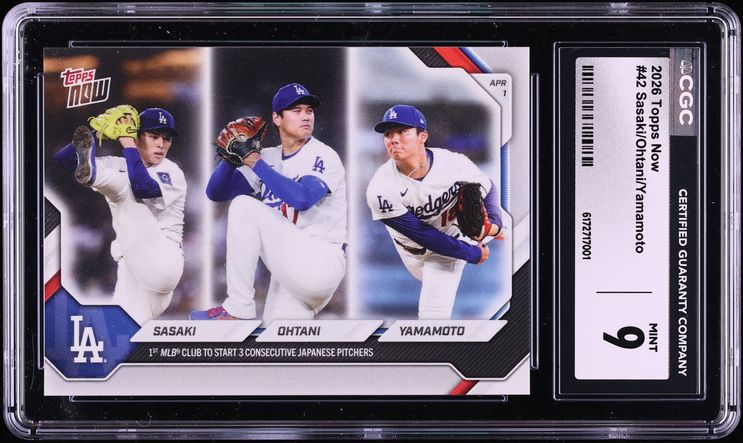 2026 Topps Now Roki Sasaki Shohei Ohtani Yoshinobu Yamamoto #42 CGC 9 MINT