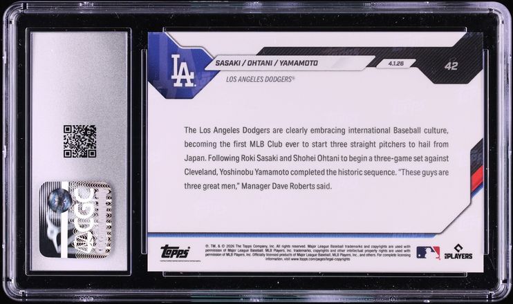 2026 Topps Now Roki Sasaki Shohei Ohtani Yoshinobu Yamamoto #42 CGC 9 MINT
