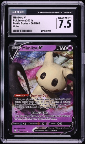 2021 Pokemon Sword & Shield Battle Styles Holo Mimikyu V #62 CGC 7.5 NRMT+