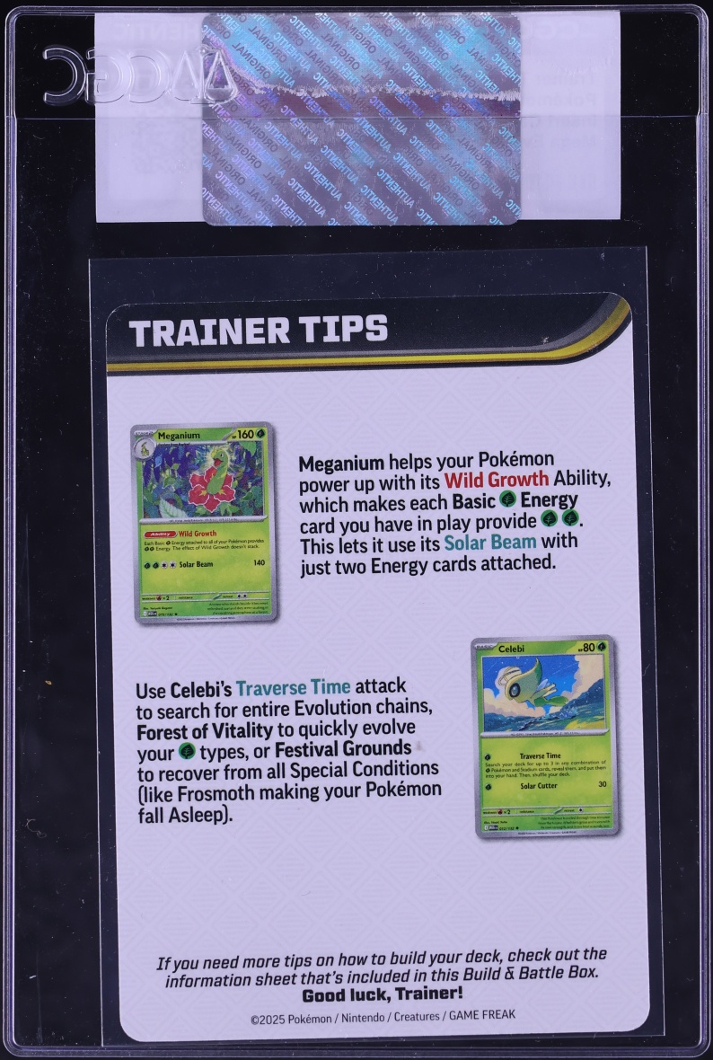 2025 Pokemon Insert Card Mega Evolution Build & Battle Box Trainer Tips Mega Lucario CGC AUTH