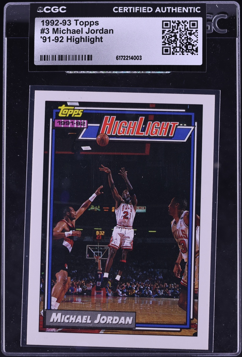 1992 Topps '91 Highlight Michael Jordan #3 CGC AUTH