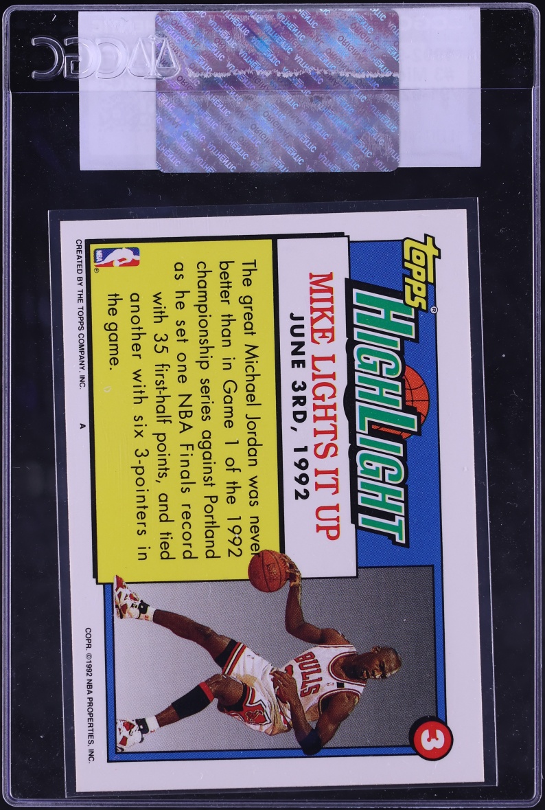 1992 Topps '91 Highlight Michael Jordan #3 CGC AUTH
