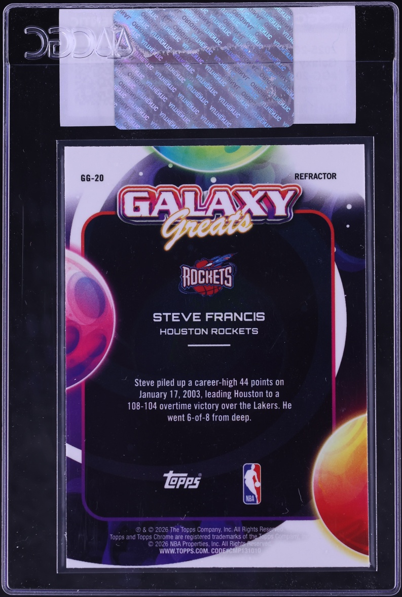 2025 Topps Chrome Cosmic Galaxy Greats Refractor Steve Francis #GG-20 CGC AUTH