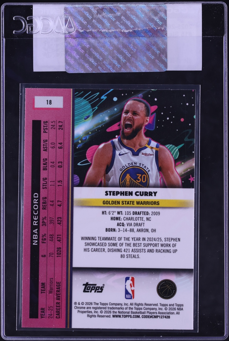 2025 Topps Chrome Cosmic Stephen Curry #18 CGC AUTH