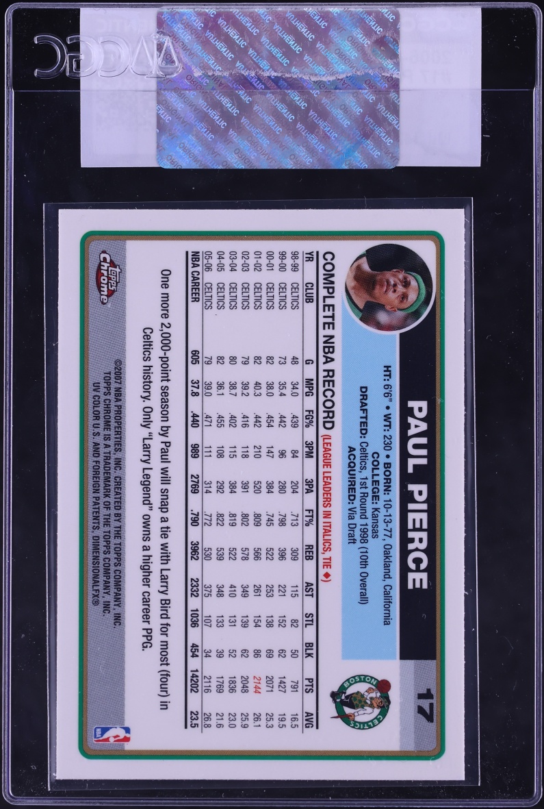 2006 Topps Chrome Paul Pierce #17 CGC AUTH