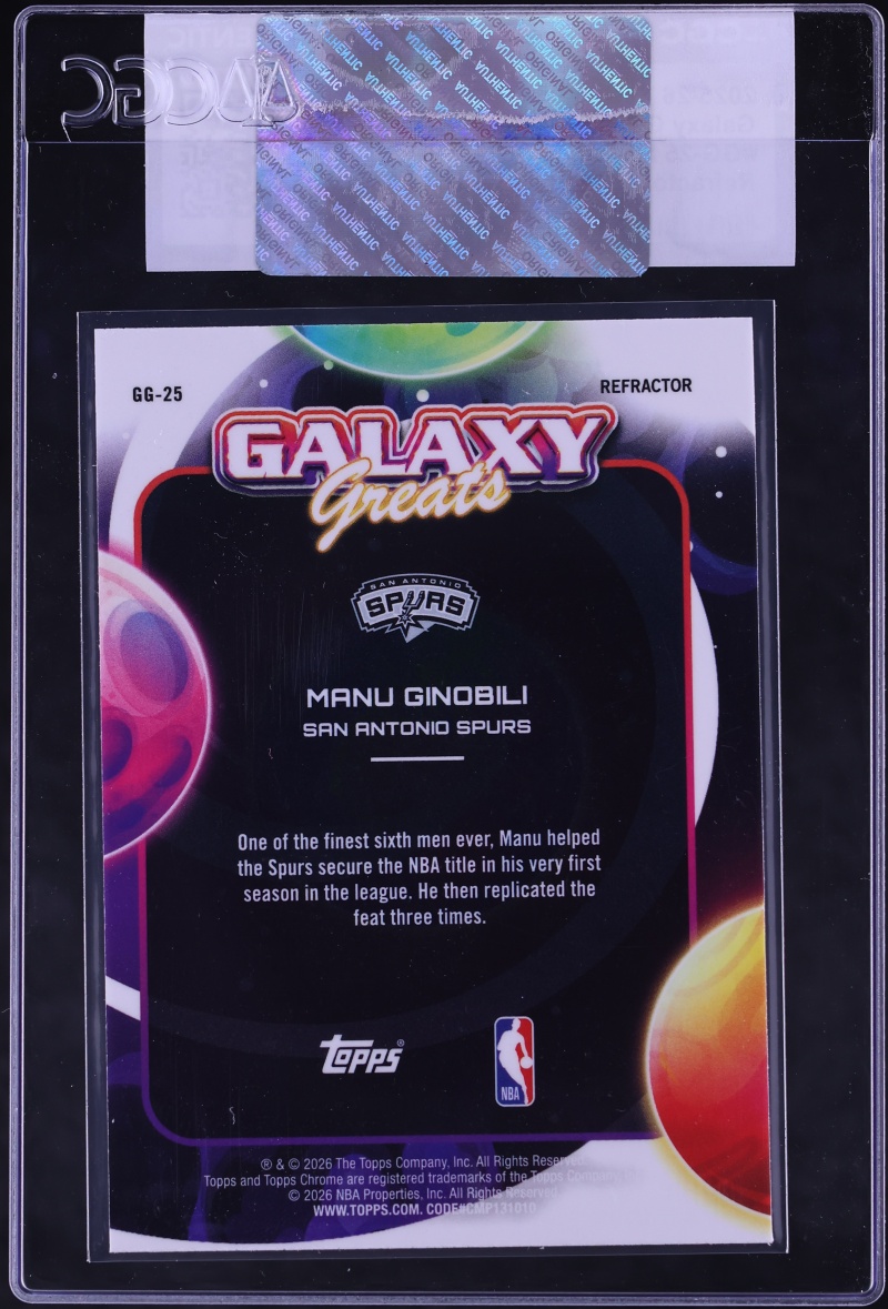 2025 Topps Chrome Cosmic Galaxy Greats Refractor Manu Ginobili #GG-25 CGC AUTH